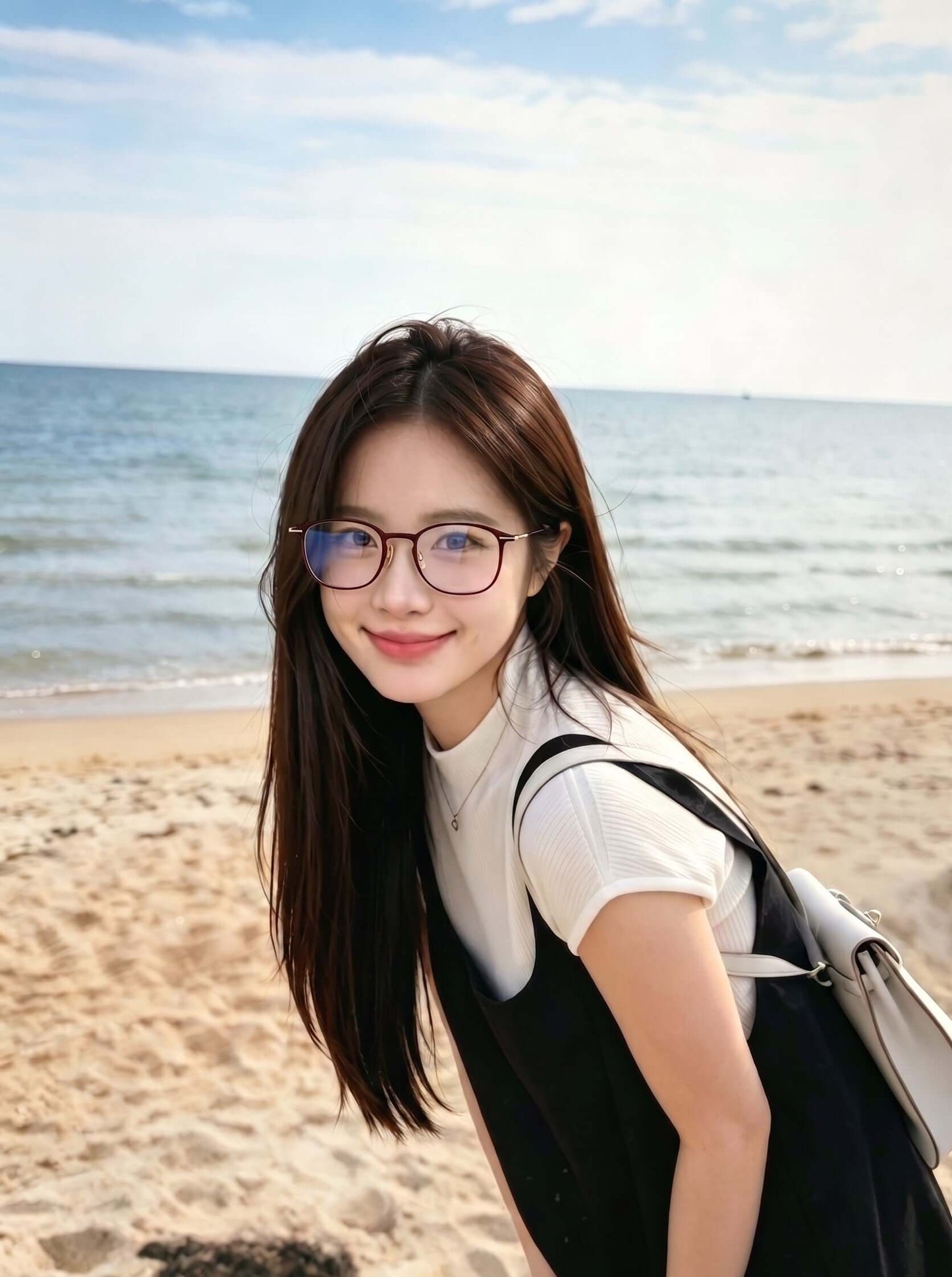 Artistic glasses frames V Pai 2324U on-model creative lifestyle shot
