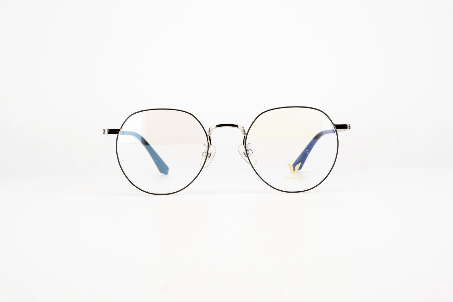 V2603 Two Tone Metal Eyeglasses black silver dual color lightweight metal prescription eyeglasses unisex daily optical frame