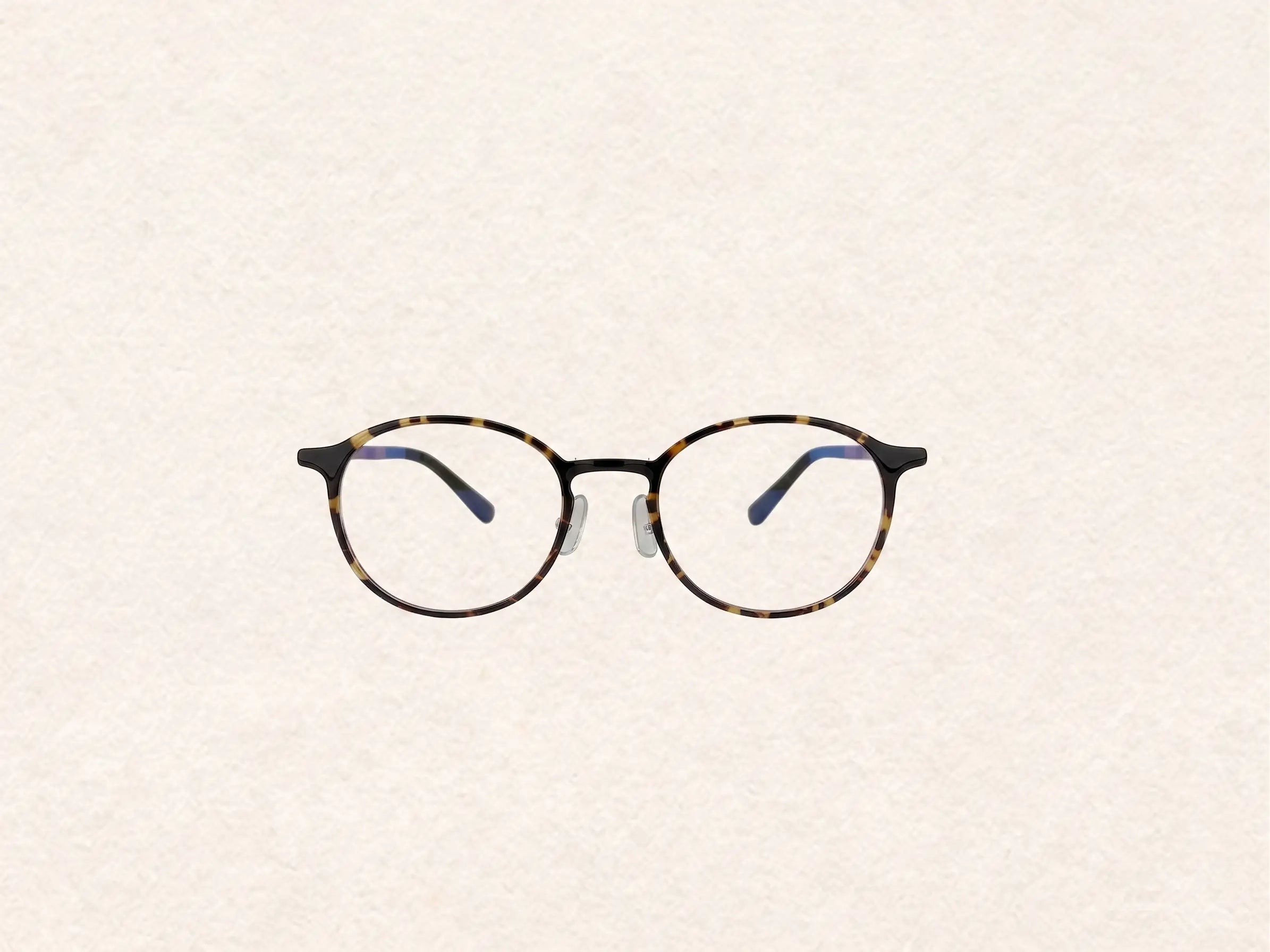 Tortoiseshell Panto Glasses V2105U | Mixed Material Retro Frame