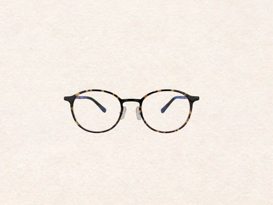 Tortoiseshell Panto Glasses V2105U | Mixed Material Retro Frame